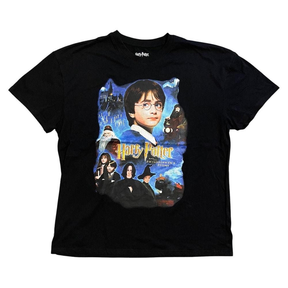 Harry Potter Philosopher's Stone Movie Poster Graphic T-Shirt Black XL HP00377